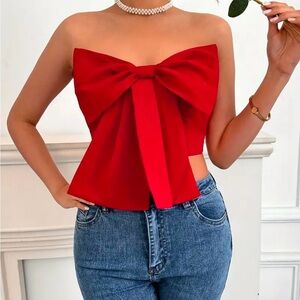 NWOT Red Bow Top